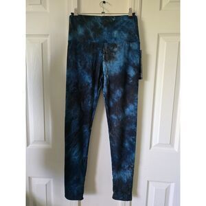 5-inch Long Yoga Style Banded Lined Tie Dye Printed Knit Legging with High Waist